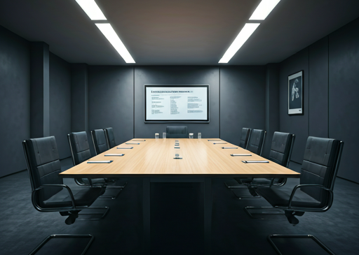 Boardroom table and chairs in a contemporary meeting room